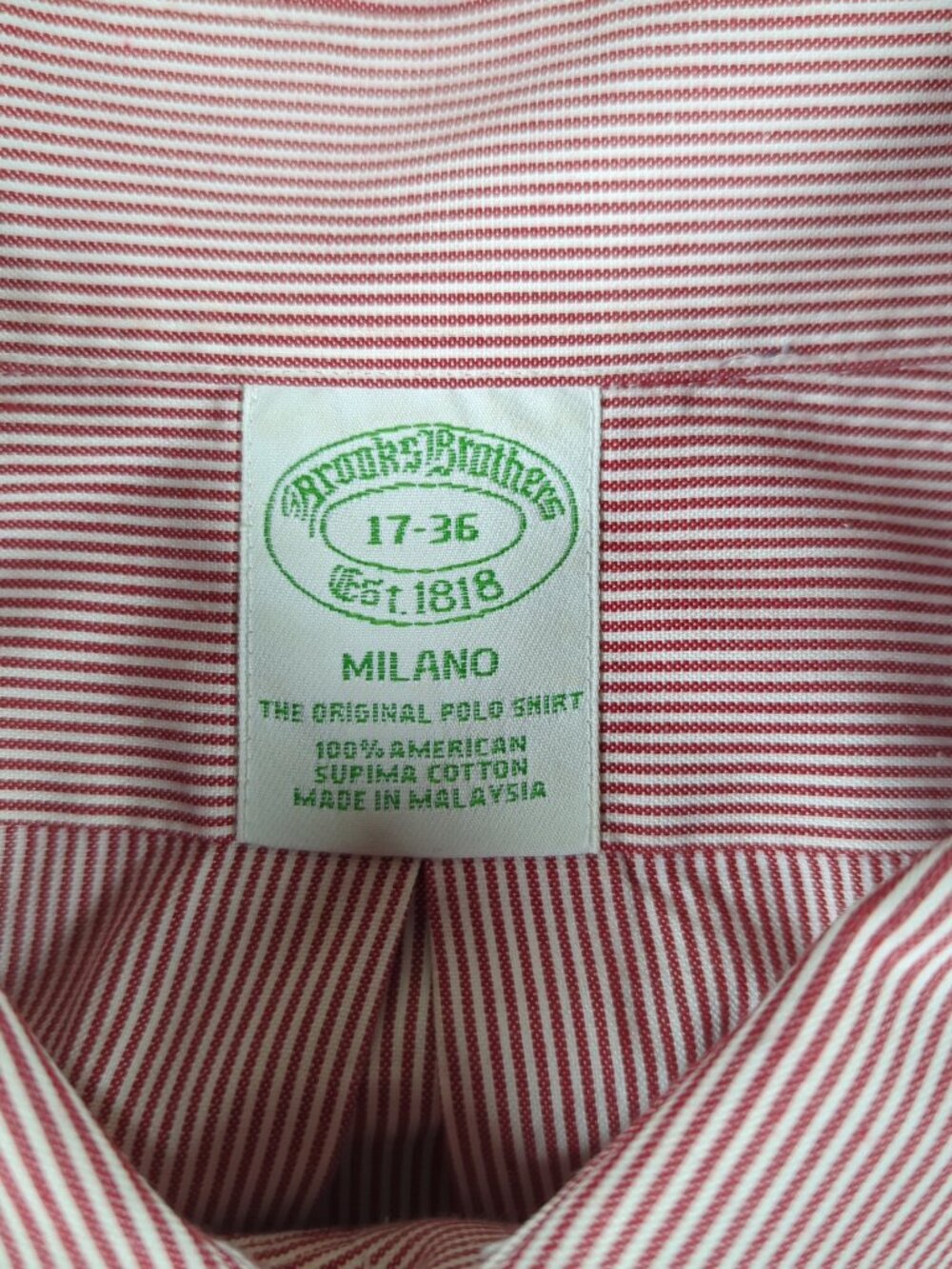 Brooks Brothers Milano Shirt Men's 17-36 Red Pinstripe Dress Button Down - Picture 3 of 6